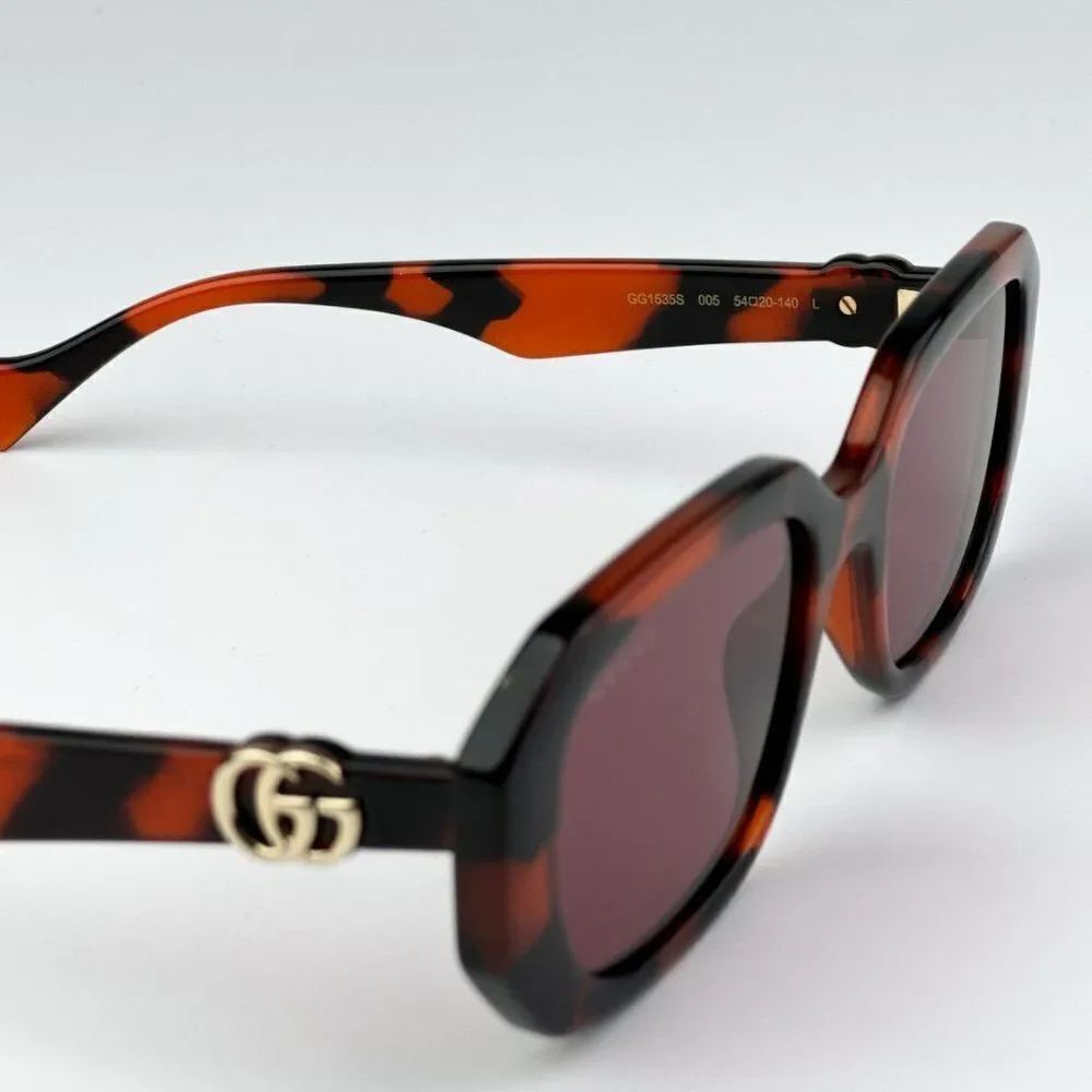 NEW Gucci GG1535S 005 Orange Havana Violet Women Geometric Sunglasses GG 1535S - Picture 7 of 9
